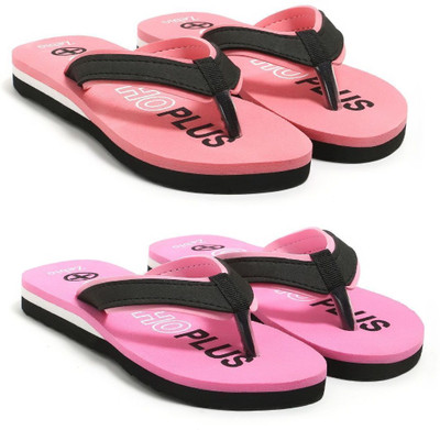 zebio Women Slippers(Pink, Black, Pink, Black , 7)
