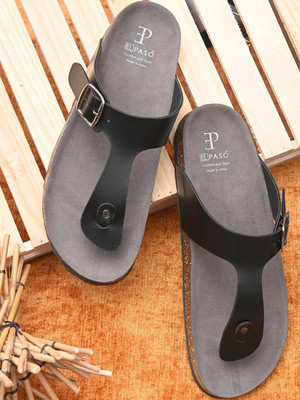 El Paso Men Flip Flops(Black , 7)