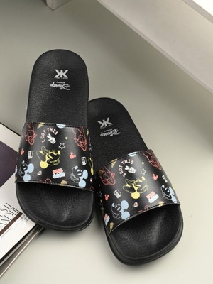 Kook N Keech Women Slides(Black , 4)