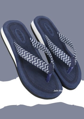 CIBEK Women Flip Flops(Blue , 4)