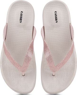 Cassiey Women Flip Flops(Pink, Khaki , 7)