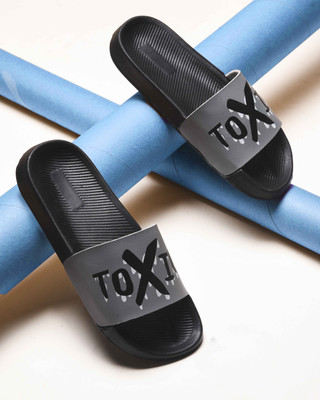 Foot Print Men Slides(Grey , 8)