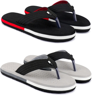 EVOK Men Flexi Step Ortho Comfort Anti Skid Slippers(Black, Grey , 10)