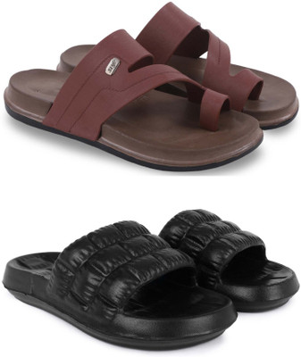 Pampy Angel Men Slippers(Brown, Black , 8)