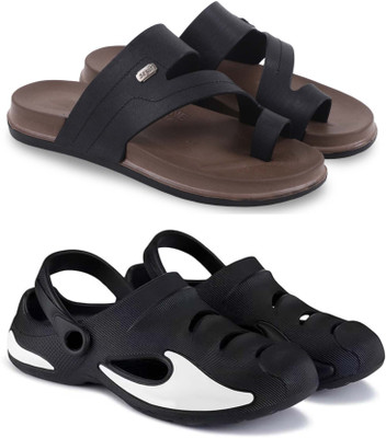 KAPYANSH Men Slippers(Black, Black , 6)