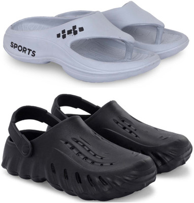 Pampy Angel Men Slippers(Grey, Black , 6)