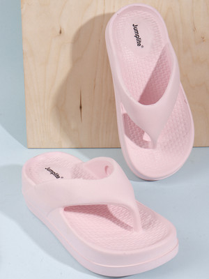 JUMPLITE Women Slippers(Pink , 8)