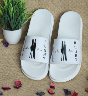 STYLE HEIGHT Men Slides(White , 10)