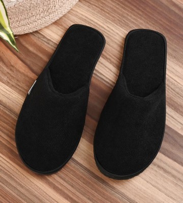 Mifuzi Women Women Home Slippers In House Bedroom Room Indoor Warm Soft Cloth Winter Chappal Slippers(Black , 8)