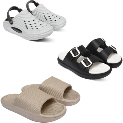 Acorn Men Slides(White, Black, Beige , 9)