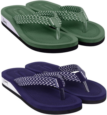 DASHNY Women Slippers(Navy , 6)