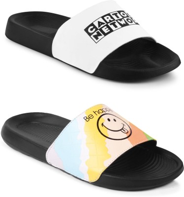 Foot Print Men Slides(Yellow , 10)