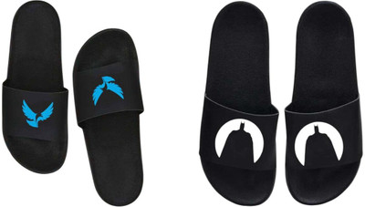 nvisan Men Slides(White, Blue , 7)