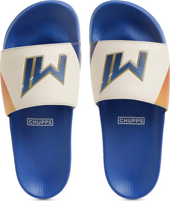 Chupps Men MI Sliders R.Blue&Orange Slippers Soft Lightweight Flip Flops For Slides(Blue , 5)