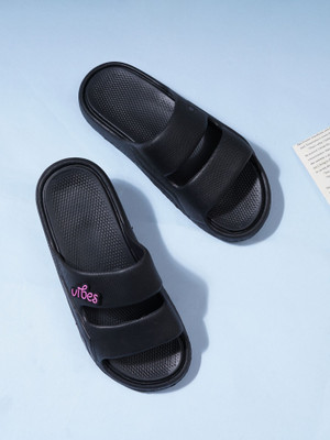 PLANET WALK Women Lightweight comfort extra-soft with trendy, premium stylish design Slides(Black , 4)