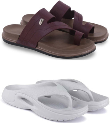 Pampy Angel Men Slippers(Maroon, Grey , 9)