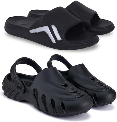 Kapani Fashion Men Slippers(Black, Black , 6)