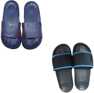 abright Men Slides(Blue, Black , 5)