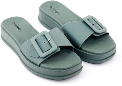 shoptegic Women Slides(Green , 4)