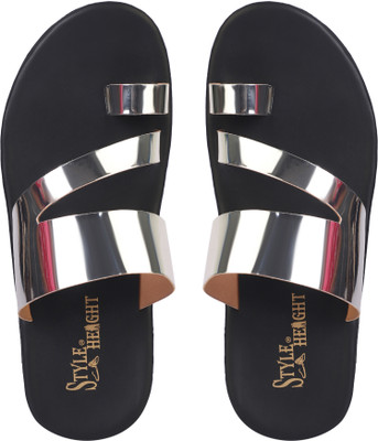 STYLE HEIGHT Men Slides(White , 8)