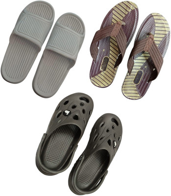 BLIBBERS Men Slippers(Grey, Brown, Grey , 6)