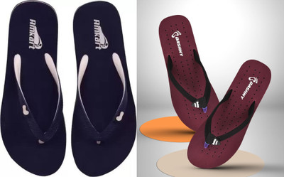 DASHNY Women Flip Flops(Navy, Maroon , 4)