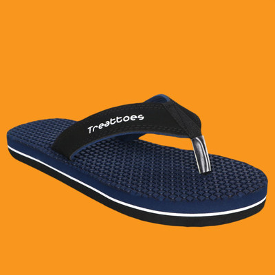 TREATTOES Men Ortho Care Orthopaedic Diabetic Men House Slipper Comfortable Flip-Flop Boy Flip Flops(Navy, Blue , 7)