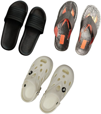 BLIBBERS Men Slippers(Black, Black, White , 9)