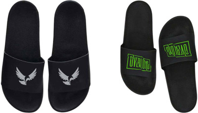 nvisan Men Slides(Grey, Green , 6)
