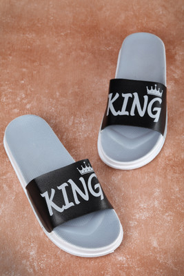 Digicros Men Slides(Grey, Black , 8)