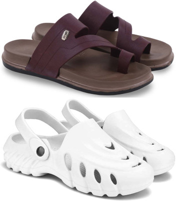 KAPYANSH Men Slippers(Maroon, White , 8)