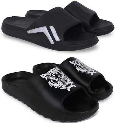 KAPYANSH Men Slippers(Black, Black , 8)