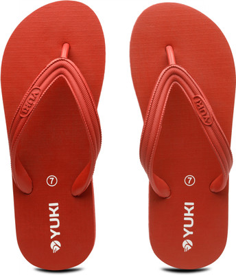 YUKI Men Unisex Slippers | Hawai Chappal comfortable & Ultra-Light Non-Slip Thong Flip Flops(Red , 8)