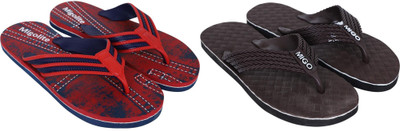 MIGOLITE Men Slippers(Red, Brown , 9)