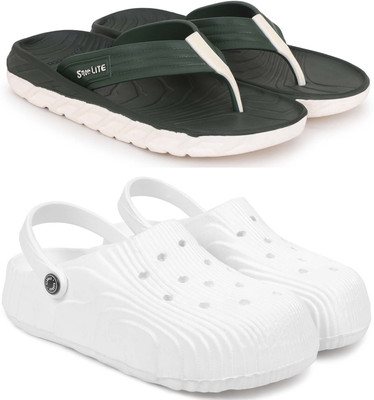 Pampy Angel Men Slippers(Green, White , 7)
