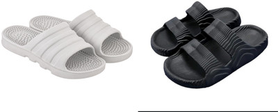 Radhira Men Slippers(Black, White , 7)