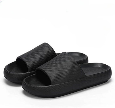 TUFLY Men Slides(Black , 9)