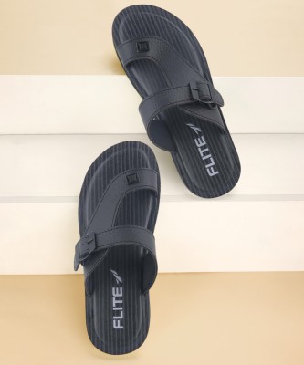 FLITE Men Flip Flops(Black, Black , 9)