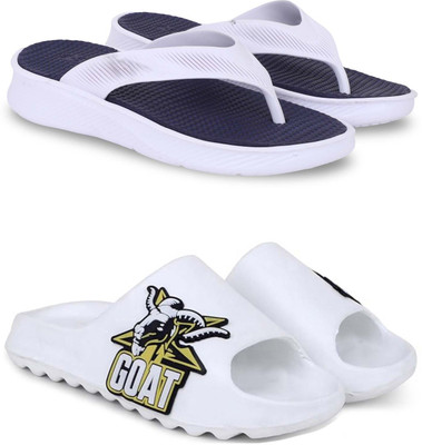Kapani Fashion Men Slippers(Blue, White , 10)