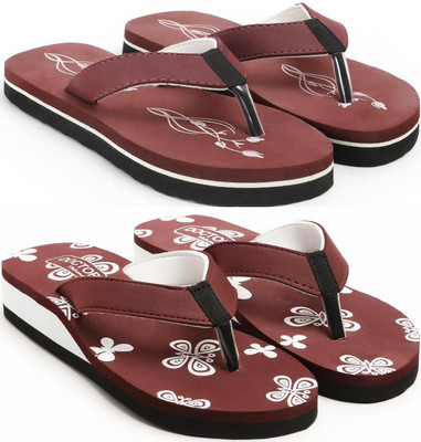 VAHMAH Women Slippers(Maroon, Maroon , 4)