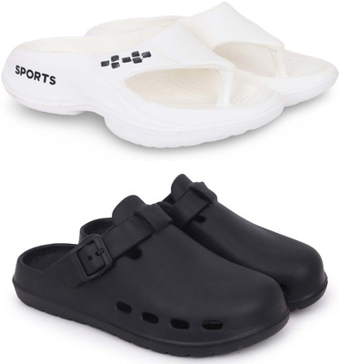Kapani Fashion Men Slippers(White, Black , 7)