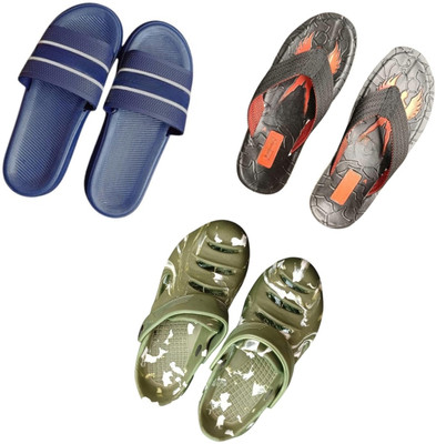 BLIBBERS Men Slippers(Blue, Black, Green , 8)