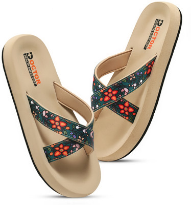 Doctor Health Super Soft Women Newly Launch Premium Trendy Colorful Comfortable Lightweight Stylish Antiskid Flip Flops(Beige , 5)