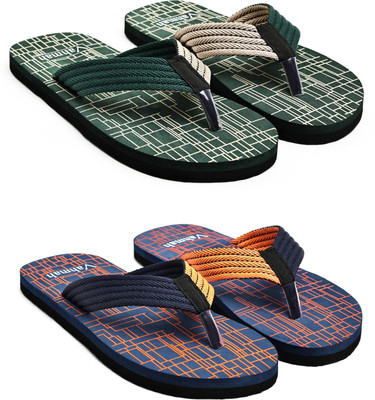 VAHMAH Men Slippers(Green, Navy , 7)