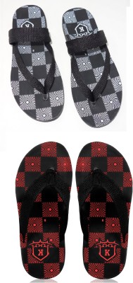 KANEGGYE Men Flip Flops(Red , 9)