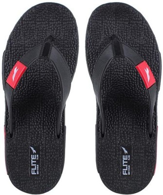 FLITE Men Slippers(Black, Red , 6)