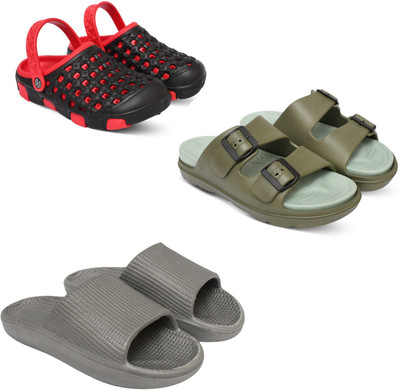 Acorn Men Slides(Red, Olive, Grey , 8)