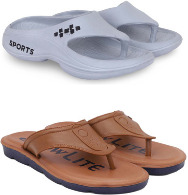 Pampy Angel Men Slippers(Grey, Brown , 7)