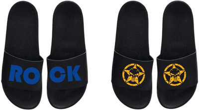 nvisan Men Slides(Blue, Yellow, Black , 10)