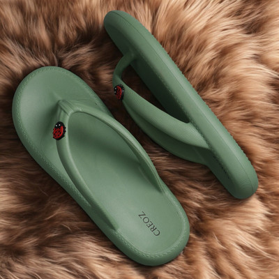 CREOZ the bounce Women Flip Flops(Green , 7)